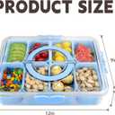 Divided Serving Tray with Lid and Handle,8 Compartments Snacks Box,Snack Fruit Veggie Tray,Portable Platter for Candy Fruits Nuts Snack Party Entertaining Picnic (Blue)