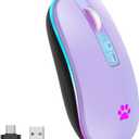KARFUN Wireless Mouse, Backlit LED Portable Slim Computer Mouses for Laptop, PC, Computer, MacBook, iPad, Chromebook, Notebook, 2.4G Rechargeable Wireless Mouse (Light Purple)