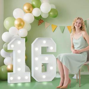 2.3FT 16 Marquee Numbers, 16 Light up Numbers 16th Birthday Decorations for Birthday Party Anniversary Backdrop, 27.6 inches