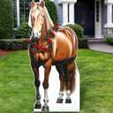 Watersay 6ft Derby Horse Cardboard Cutout Stand up Life Size Western Party Decorations with Horse Cutout Artificial Rose Garland for 2026 Derby Day Race Party Photo Booth Props Decor