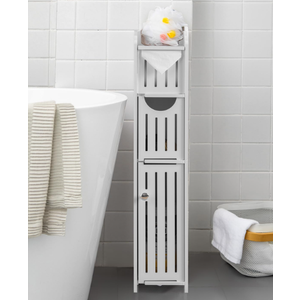 AOJEZOR Bathroom Storage Cabinet: Small Bathroom Storage Cabinet  Toilet Paper Holder Fit for Mega Roll,White