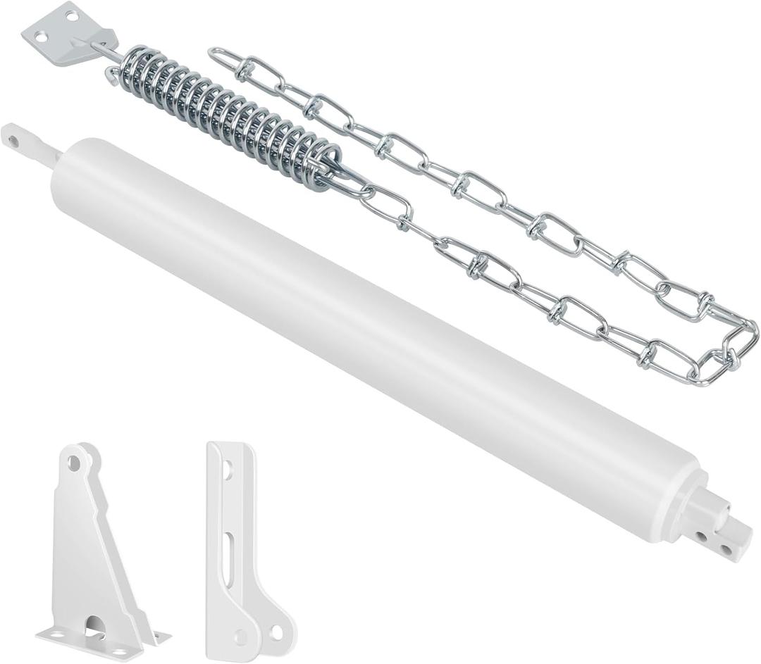 Storm Door Closer, White Heavy Duty Screen Door Closers with Protector Chains Spring, Compatible with Andersen/Emco/Larson/40201 (Closer and Chain, 1 Pack(White))