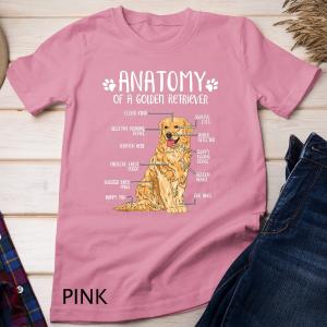 Funny Anatomy Golden Retriever Dog Lover Gift T-Shirt Unisex T-shirt (Pink) Kids Small