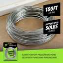 Picture Hanging Wire #5 50lbs 100-Feet, Flexible Steel Wire 16 Gauge for Hang Up Frame/Painting and Mirror