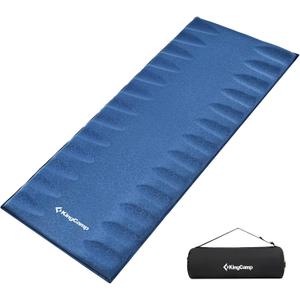 KingCamp Sleeping Pad for Camping, Rollover Prevention Self Inflating Sleeping Pad Camping Mattress Foam Mat with Butterfly Edge Cut for Outdoor & Indoor, Tent Cot Car Backpacking, PVC Free (Single, Blue)