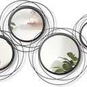 Hicarer 4 Pcs Decorative Round Modern Circle Mirror Wall Art Ring Metal Mirror Wall Mounted for Bedroom, Living Room, Entryway, Dining Room, Hallway (Black)