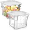 2 Pieces Square Food Storage Containers Polycarbonate Clear food Container with Lid Commercial Storage with Graduations for Commercial Kitchen Dough Marinating Meat(White,6 Qt)