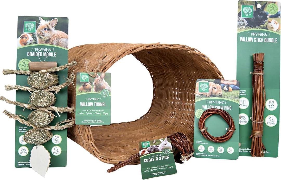 Small Pet Select Tiny Paws Willow Play Pack, for Guinea Pig, Rabbit, Bunny, Toys, Hideout Tunnel, Cage Accessories