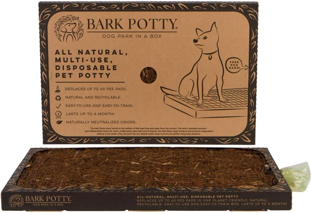 Bark Potty Standard Dog Potty Training Box - Disposable, Long-Lasting Pee Pad Litter Replacement - Leak Resistant, Multi-Use, Odor Neutralizing, Indoor/Outdoor Toilet Tray