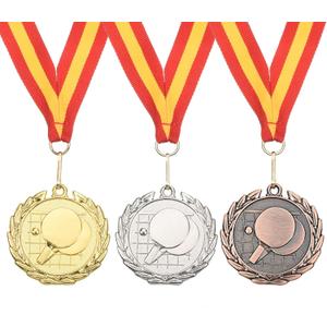 PATIKIL 2" Ping Pong Medals, 3 Pack Table Tennis Award Medals Set Gold Silver Bronze Medal with Ribbon Red Yellow for Games Sports Competitions
