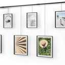 Umbra Exhibit Wall Frame with Metal Rod for Hanging-Rimless Design-Suitable for Living Room, Bathroom, Bedroom, Entryway and More, Black