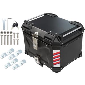 45L Black Silver Adopting Aluminum Motorcycle Top Case Tail Box Motorcycle Trunk (Black)