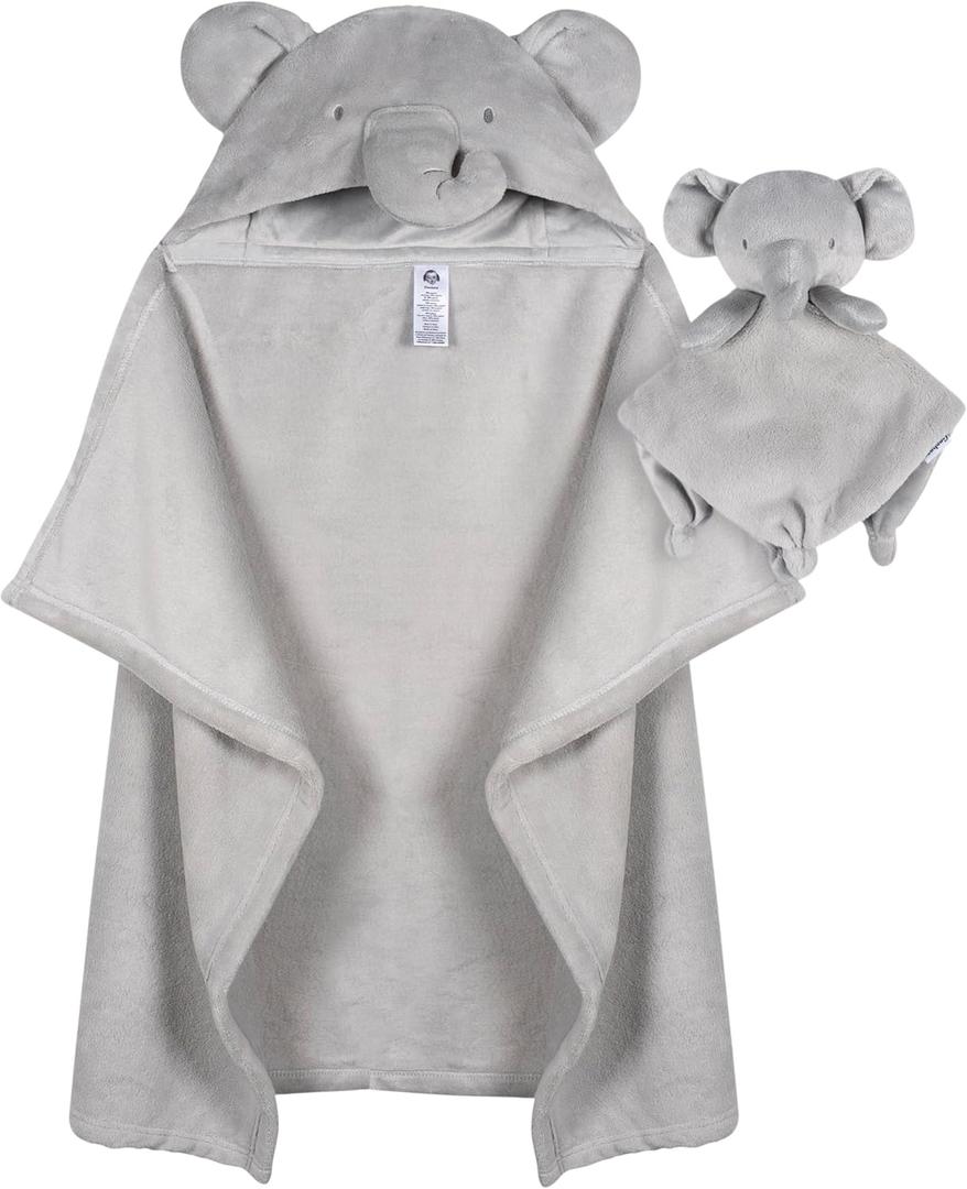 Gerber Baby Unisex Hooded Wearable Blanket & Security Blanket Set, Animals + Geos Neutral, One Size