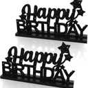 TONIFUL Glitter Black Letter Happy Birthday Sign Centerpieces for Table Birthday Party Supplies Birthday Decorations for 16th 21st 30th 40th 50th 60th 70th 80th 90th 100th Birthday Table Decoration