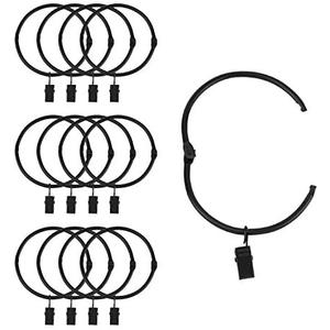 Suneration 12 Pack Openable Curtain Rings with Clips Metal Hangers Ring 3 inch Interior Diameter Rust Proof for Heavy Duty Vintage Decorative Drapery Eyelet Curtain Rods Black Suneration 12 Pack Openable Curtain Rings with Clips Metal Hangers Ring 3 inch Interior Diameter Rust Proof for Heavy Duty Vintage Decorative Drapery Eyelet Curtain Rods Black