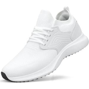 Abboos Womens Walking Shoes Lightweihgt Breathable Slip on Sneakers Athletic Gym Tennis Running Shoes (10.5, White)