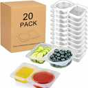 Snack Containers Vacuum-Sealed 20 Pack Dual-Compartment Lunchable BPA-Free Box with Lids Condiment Cups for Dipping Sauce Fruit Salad Dressing Office School Picnic Lunch for On the Go Take Out Foods