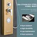 5-In-1Shower Panel Tower System-Brushed Gold | 304 stainless steel Shower Panel Column Tower With Powerful Body Jets,Body Spray,Rainfall,Waterfall,Handheld And Tub Spout