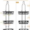 Adjustable Shower Caddy Hanging, Extended Length Organizer Over Shower Head, 3 Tier Long Neck Shower Rack with Soap Holder for Large Storage, Black