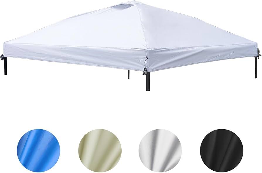 D&ONEHOS 10x10 Canopy Replacement Top, Waterproof Sunshade Canopy Tent Top Roof Cover for Outdoor Garden Patio Pavilion Sunshade with Silver Coated (Top Only, 120“x120”, White), RCT-1010