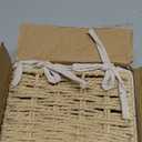 Small Wicker Basket with Lid, Khaki Paper Rope Woven Storage Basket with Removable Liner, Stackable Shelf Bin for Bathroom, Closet, Nursery