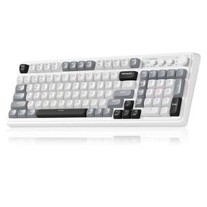 AULA 99 Wireless Keyboard, Custom Computer Keyboard, Tri-Mode Bluetooth 5.0/2.4GHz/USB-C Cute Creamy Gaming Keyboards with Number Pad, RGB Backlit Media Knob Programmable Keybaord for PC Gamer - Grey