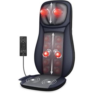 Snailax Shiatsu Neck Back Massager with Heat, Full Body Massage Chair Pad with Adjustable Height, Deep Kneading & Rolling Massage Seat Cushion for Back Pain, APP Control Seat Chair Massager, Gifts