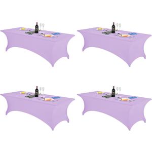 FORLIFE 4Pack Spandex Table CoversFitted Tablecloth for Rectangular Tables, Stretch Patio Table Covers, Universal Spandex Table Cover for Wedding, Banquet, Party (8ft, Lavender) (96" x 30" (Rectangle) 4PACK)