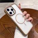 Ultra Thin Matte Translucent Magnetic Case for iPhone 12 13 14 15 16 Pro Max 14 15 16 Plus Soft Silicone Shockproof Cover, Brown, for iPhone14 Pro Max