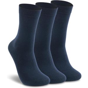 LIXIA Womens Thin Merino Wool Crew Socks Warm Breathable Winter Boot Liners Cozy Thermal Casual for Dress Trousers (One Size, 3 Pairs - Navy Blue)