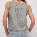 Womens Summer Boho Lace Tie Front Relaxed Fit Tank Flowy Vest Tops Button Down Sleeveless Fashion Blouses (M)