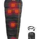 Heated Sleeping Bag 5pcs Multi USB Power Support Heating Pads,Operated with Battery Power Bank or Other USB Power Supplies, Portable Compact Bag, Mummy Style.