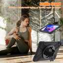 Rugged Case for Lenovo-Tab-M10 (3rd Gen) 10.1" 2022 w/Stylus Holder & 360 Rotating Kickstand, Heavy Duty Hybrid Shock-Proof Cover with Hand/Shoulder Strap TB-328FU/TB-328XU(Black)