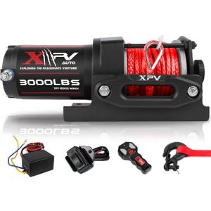 XPV AUTO 3000 lb 12V DC Electric Winch, Off Road Waterproof Winch for UTV ATV Boat with Both Wireless Handheld Remote and Corded Control Recovery Winch Synthetic Rope (black)