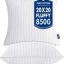 MIULEE 20x20 Pillow Inserts, Firm and Fluffy Decorative Square Throw Pillows for Couch Sofa Bed, Down Alternative with 100% Cotton Cover, Pack of 2