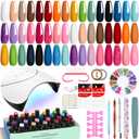 VANREESA 42 Pcs Gel Nail Polish Kit with U V Light 24 Colors Gel Polish Nail Set Glossy & Matte Top Coat Complete Nail Kit with Manicure Tools for All Seasons Gifts for Women Girls (Classic & Stylish Collection)