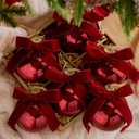 5 Pcs 4 Inch Large Vintage Mercury Glass Christmas Ornaments with Velvet Bow Christmas Hanging Glass Ball Ornaments Red Mercury Decor for Xmas Tree Vintage Holiday Decoration