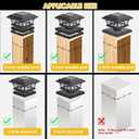8 Pack Solar Post Cap Lights Outdoor Waterproof, Fits 4x4, 5x5, 6x6 Wooden & Vinyl Fence Decks with Warm & Cool White Light Modes, Classic Black