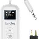 Bluetooth 5.3 Transmitter Receiver for Airplane, Wireless Audio Adapter for 2 Headphones, aptX Adaptive/SBC/HD,100ft Long Range, 35h Playtime, 3.5mm AUX Adapter for TV, Speakers, MP3 (White)