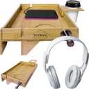 Bamboo Bedside Shelf, College Dorm Room Essentials, Bunk Bed Nighstand, Bamboo Furniture, Floating Nighstand, Wood Furniture, Minimalist Room Decor, Headphones Hook, Sturdy Floating Nighstand.