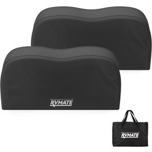 RVMATE RV Tire Covers, Dual Axle Wheel Cover (2 Pack) Fits 30''-33'' Diameter Tires, Waterproof Anti-UV 600D Oxford Black Covers Accessories for RV/Truck/Trailer