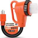 50 Amp to 110 Volt RV Adapter Plug with Locking Connector, NEMA 5-15P to NEMA SS2-50R Electrical Power Adapter with Upgraded Grip Handle, ETL Listed,