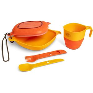 UCO 6-Piece Camping Mess Kit with Bowl, Plate, Camp Cup, and Switch Spork Utensil Set (Retro Sunrise)
