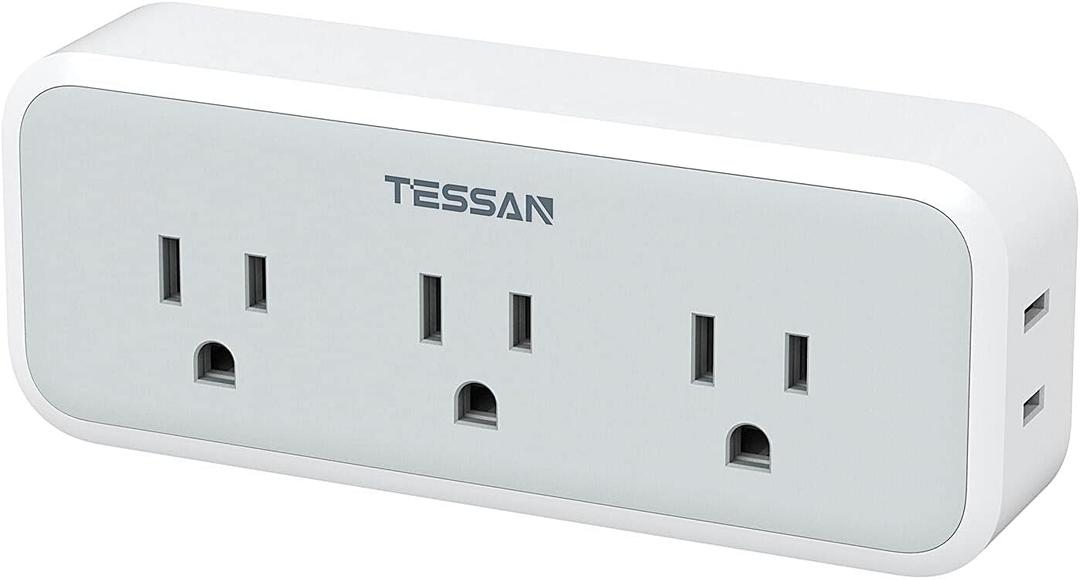 Multi Plug Outlet Extender, TESSAN Surge Protector Wall Plug Splitter with 5 Electrical Outlet Expander, Multiple Plug Adapter for Travel Home Office (Grey-White)