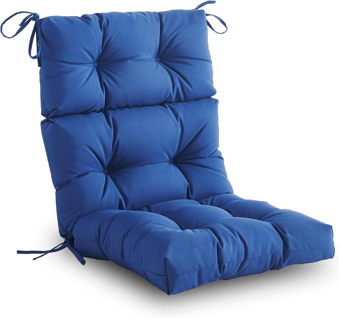 Outdoor/Indoor High Back Chair Cushion, Waterproof All-Weather Stuffed High Rebound Foam Adirondack Chair, Navy Blue, 45" x 22" x 4"
