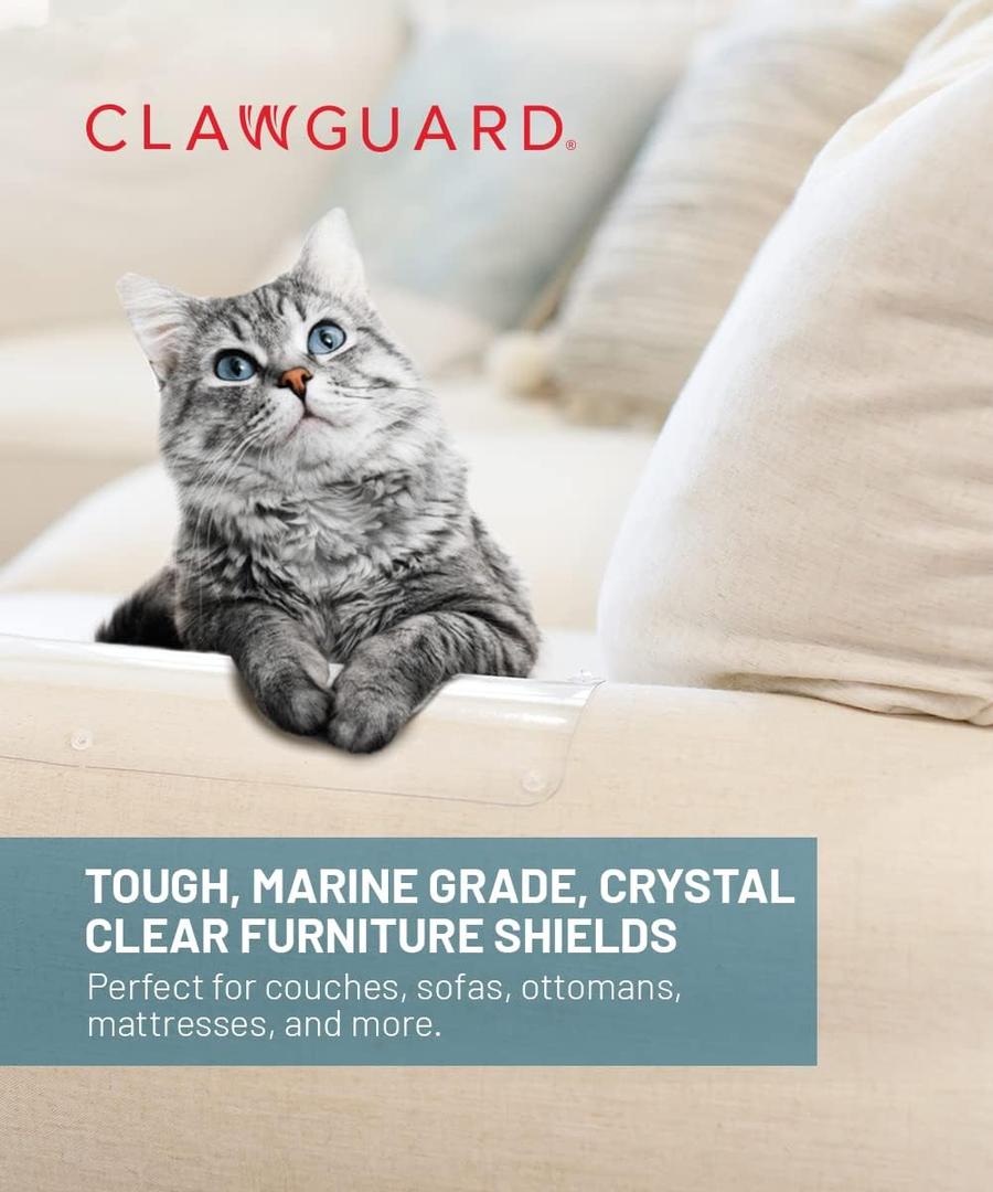 CLAWGUARD Marine Grade Furniture Shields  Clear Anti-Scratch Pads  Sofa Guard for Pets, Couch Cover for Clawing Damage (X-Large)