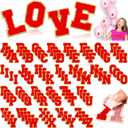 Jutom 104 Pcs Self Adhesive Chenille Iron on Letter Patches Letter Chenille Stick on Embroidered Patch for Clothing Jackets Backpacks Hats(Classic,Red)