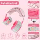 2 x Lehoo Castle Upgraded Anti Lost Wrist Link, Kid Harness with Induction Lock, Safety Wrist Leash for Toddlers, Kids Backpack Leash, Child Leash Harness (Pink)