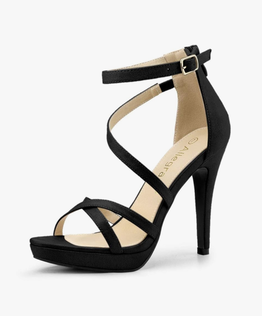 Allegra K Women's Strappy Platform Stiletto Heels Sandals Size 7, Black
