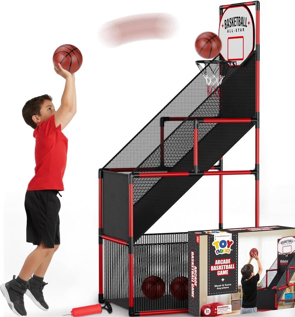TOY Life Basketball Arcade Game Indoor for Kids - Basketball Shooting Game for Boys Age 4 5 6 7 8, Portable Basketball Hoop Arcade Set for Boys 8-12